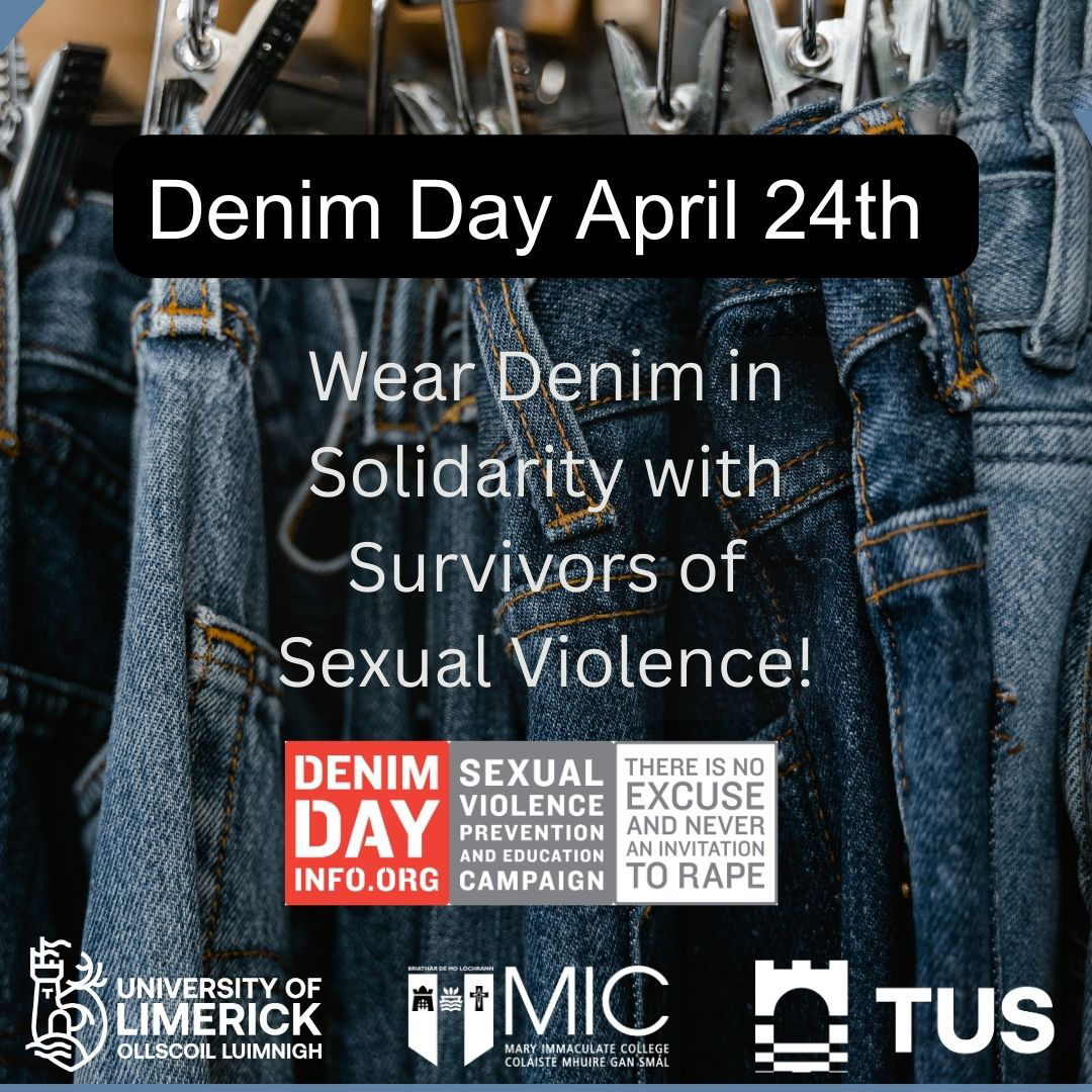 Tomorrow is Denim Day Join millions of people worldwide that will wear denim to support survivors, and educate themselves & others about all forms of sexual violence We're proud to collaborate with MIC & TUS in raising awareness of this event denimday.org #DenimDay