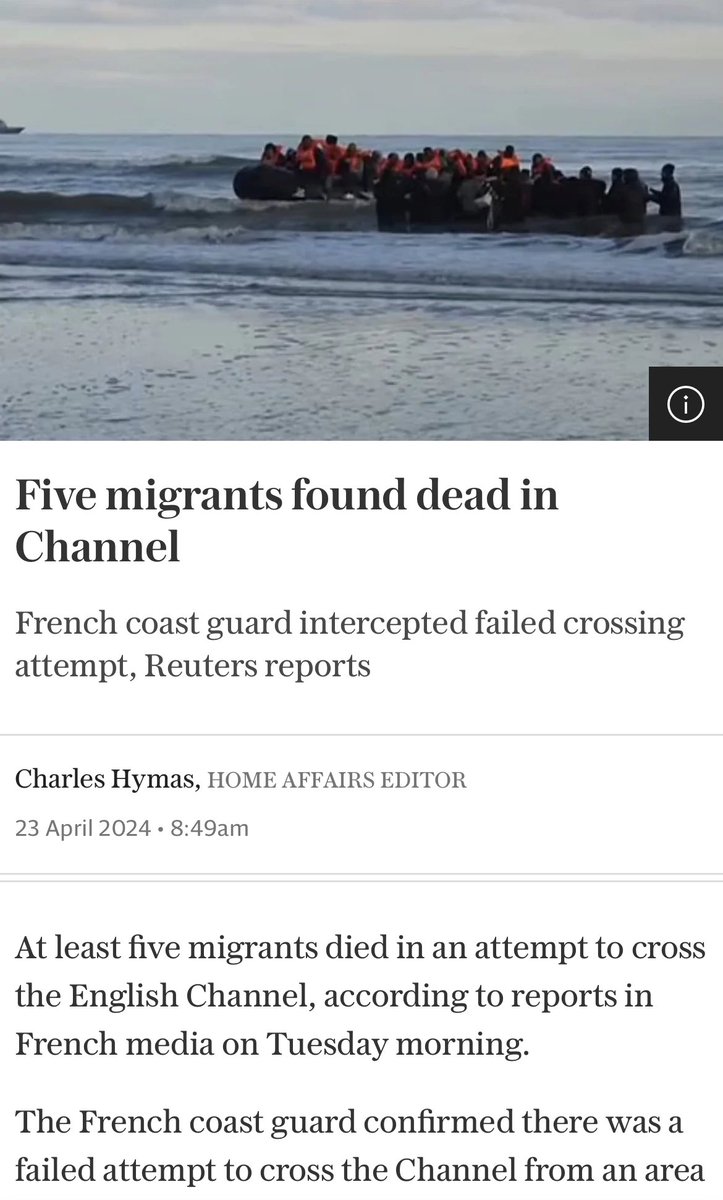 On the day Sunak is skipping around his kitchen feeling like a winner five human beings have died in the Channel for a lack of safe routes. If drowning is not a deterrent we should all understand that they really don't think the Rwanda 200 Lottery will be but it might win votes.