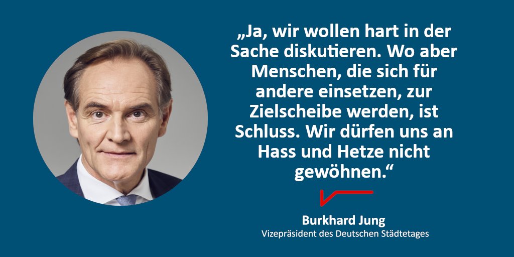 'Wir müssen Kommunalpolitikerinnen und Kommunalpolitiker stärken und schützen.' Die neuen regelmäßigen Treffen der 'Allianz für #Kommunen' seien deshalb ein starkes Zeichen der Bundesinnenministerin, so @staedtetag-Vizepräsident Burkhard Jung. staedtetag.de/presse/pressem…