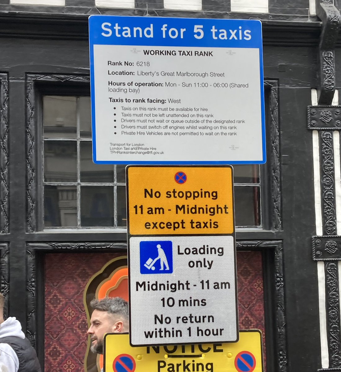 New shared Taxi rank outside liberty’s for 5 taxis