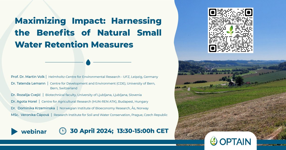 ⌛One more week to go! Use the opportunity to learn about Natural Small Water Retention Measures! Click here to register 👉Meeting Registration - Zoom @OI_Eau @KGZMB @unilj @soil_sciences @CDEunibe @UFZ_de