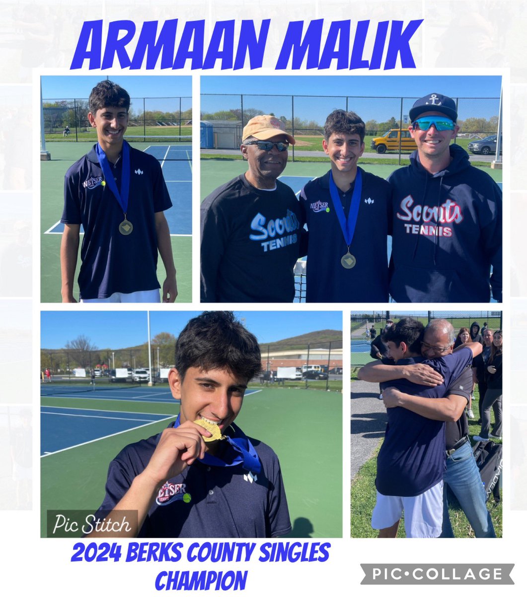 The CHAMP is HERE!!! Armaan Malik wins the Berks County Flight 1 Singles Championship with a 4-6 6-4 6-2 over Twin Valleys Dylan Bonds. 
#AnchorDown⚓️ #trusttheprocess @ConradWeiserHS @Conradweiserasd @CWScoutsSports