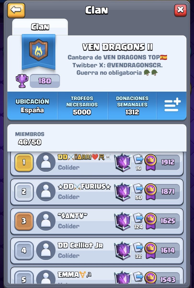 LaCasaDragonCR's tweet photo. Únete a nuestra cantera LADDER❤️🔥
-VEN DRAGONS II 💙🔥🐉
Tenemos huecos libres☺️
@VENDRAGONSCR @vengeance_CR #ClashRoyale https://t.co/gk1BDjTstW