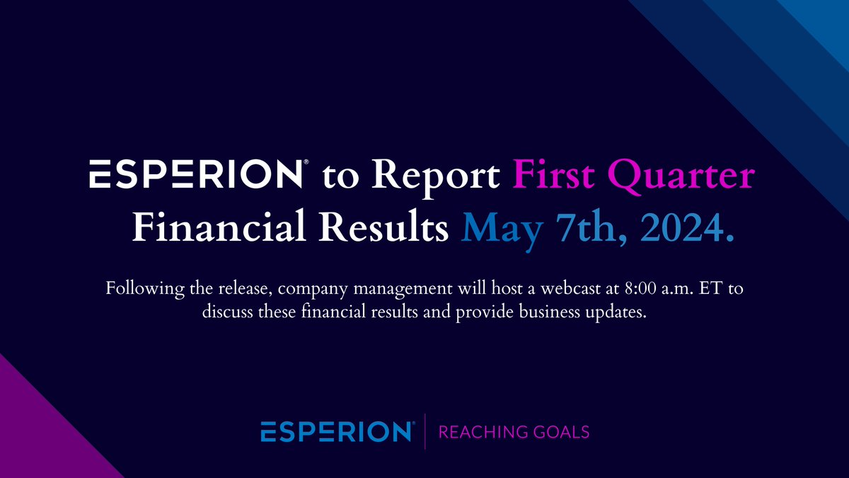 Esperion to Report First Quarter 2024 Financial Results May 7th, 2024. Read more here: bit.ly/3JwacN2