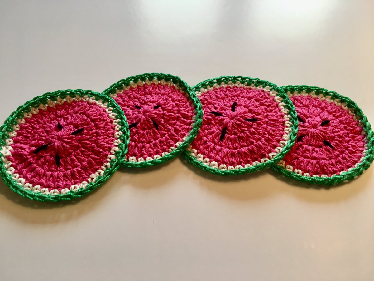 Happy international picnic day ! 🍉 here’s a #throwback to some #watermelon #coasters I made a couple of years ago. Want some of your own? You can order them from me by messaging me 😊 okthenwhatsnextcraft.etsy.com #crochet #etsy #earlybiz #elevenseshour