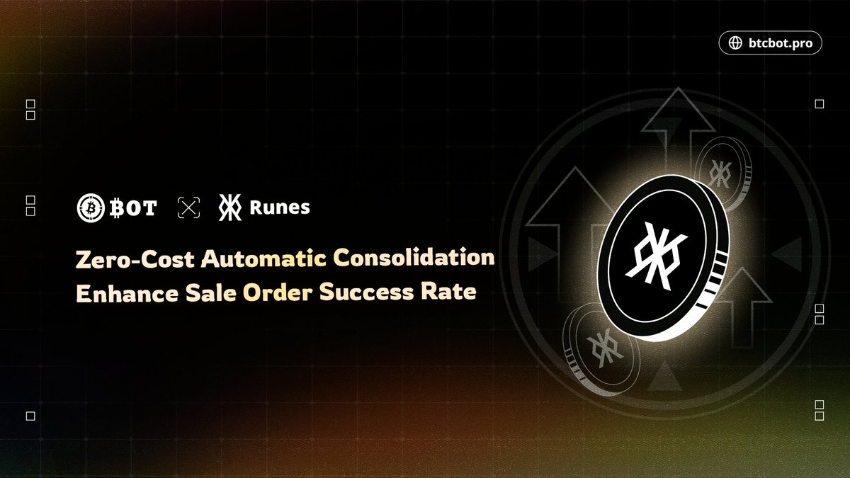 btcbotpro's tweet image. Ever wondered why #Runes are often listed individually on trading platforms? Selling single Runes can be challenging. 

Learn how BTCBot's minting technology utilizes zero-cost automatic consolidation to significantly boost the success rates of sale orders.

Click the link to