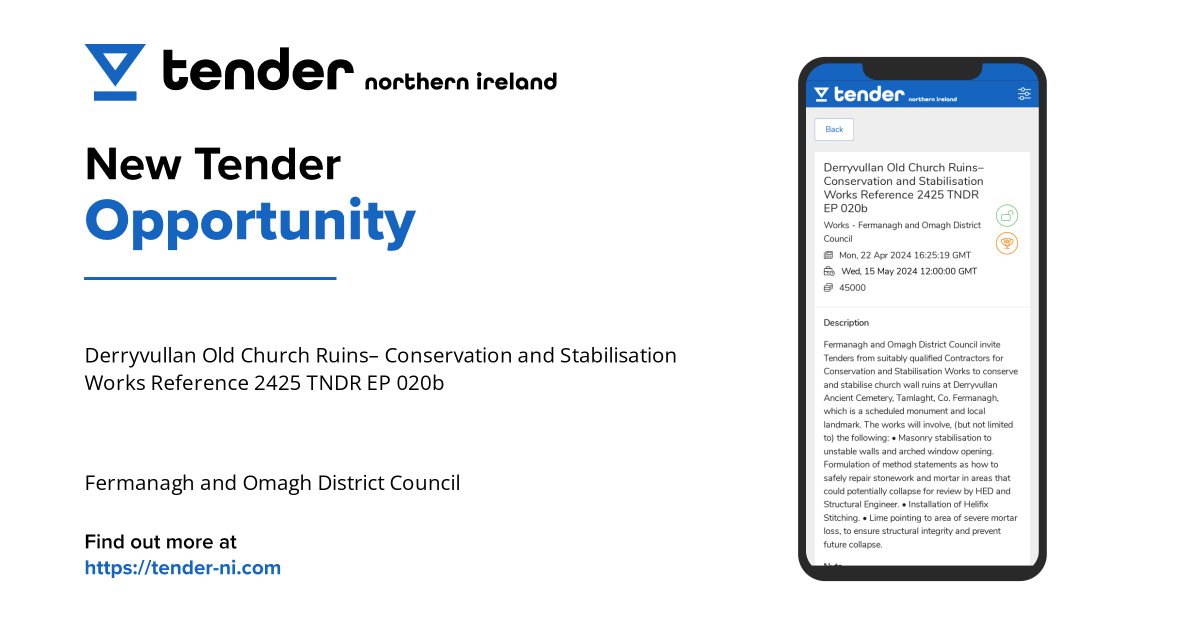 tendernicom's tweet photo. Opportunity for Conservation and Stabilisation Works at Derryvullan Old Church Ruins! Contact Fermanagh and Omagh District Council for details. #heritage #construction #tenderni https://t.co/U7JTkAGGpH https://t.co/TGfOoJIu5D
