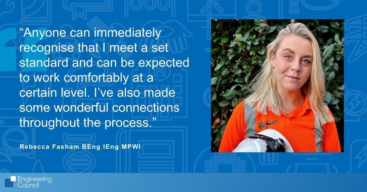 Rebecca Fasham BEng IEng MPWI emphasises that her competence is readily apparent to others, allowing her to perform effectively at a high level. Additionally, she has established valuable relationships throughout her journey: buff.ly/3QW8wkk @PWInstitution #IEng