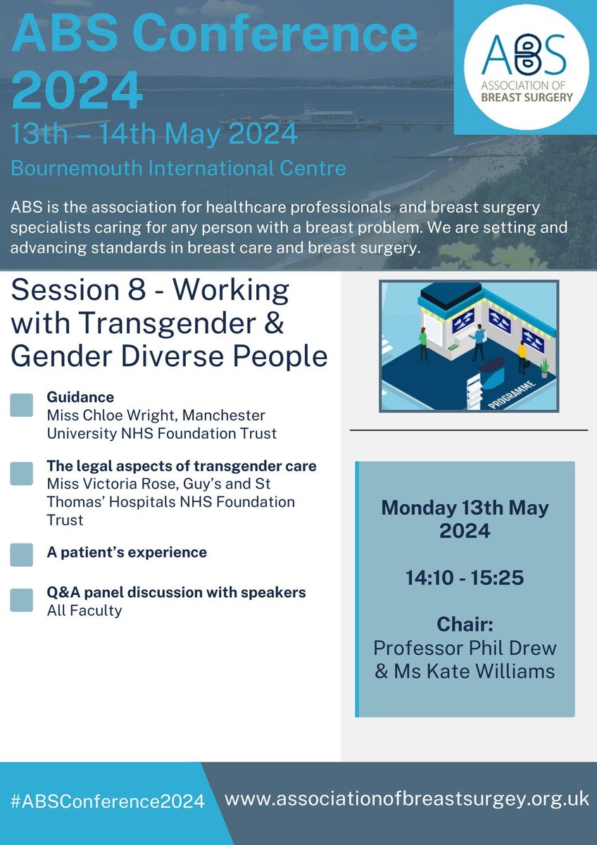 Session 8 of the #ABSConference2024 will focus on experience and guidance for transgender care. Registration closes on 3rd May. Book here buff.ly/3Tb64Yd