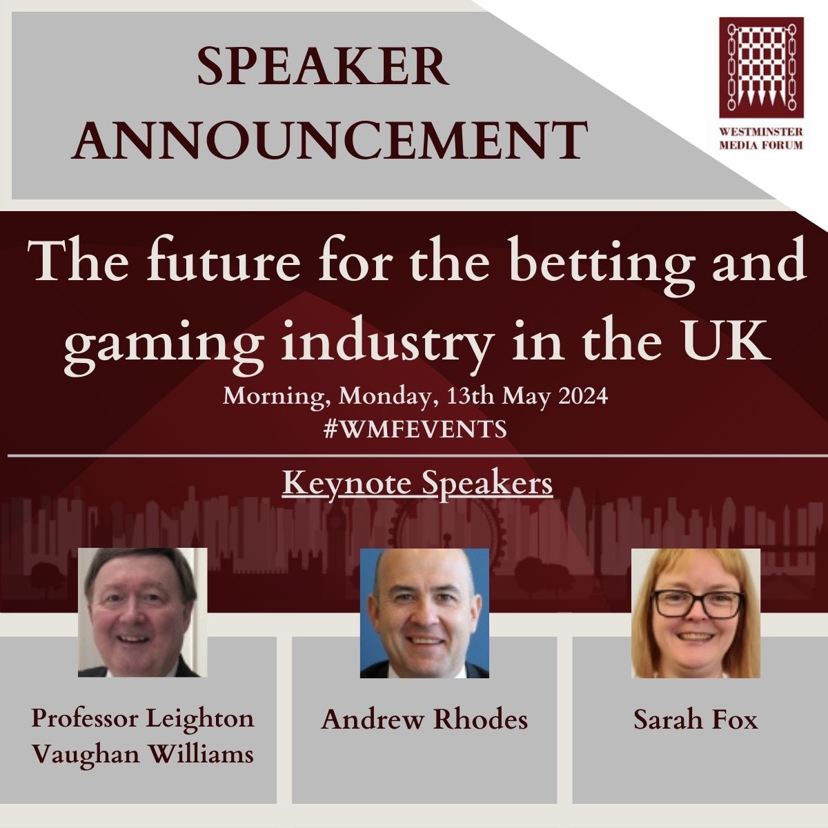 Join Westminster Media Forum on the 13th May to discuss The future for the betting and gaming industry in the UK.

Our keynote speakers include @LeightonVW @andrewjonrhodes and @SarahFoxCS.

More information: westminsterforumprojects.co.uk/conference/Bet…

#WMFEVENTS #gamingregulation #onlinegambling