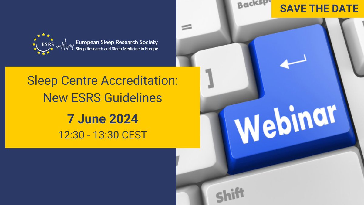 📅 Save the date! Join our webinar on 7 June, 12:30-13:30 CEST, 'Sleep Centre Accreditation: New ESRS Guidelines.' Learn from experts: Dirk Pevernagie: Evolution of sleep Thomas Penzel: Changes overview Johan Verbraecken: Criteria details. 🔗ow.ly/M57e50RiMeO