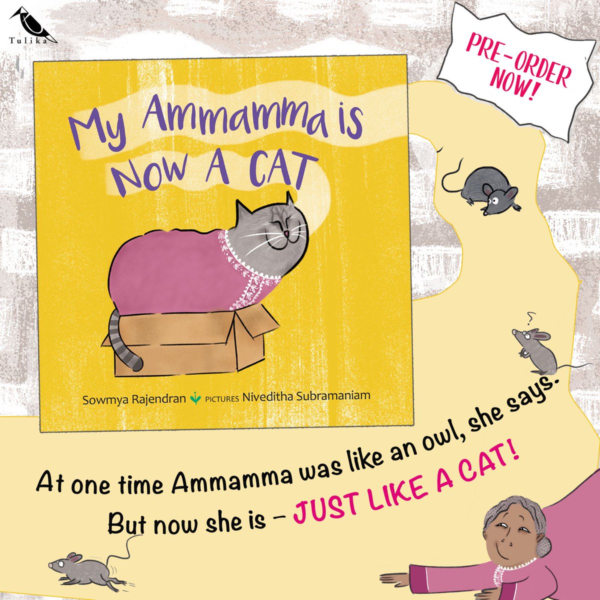 #COMINGSOON Here is the first look of our soon to release picture book! My Ammamma is NOW A CAT, written by Sowmya Rajendran @sowmyarajen and illustrated by Niveditha Subramaniam @nivedithasubramaniam is now available for pre-order on our website tulikabooks.com