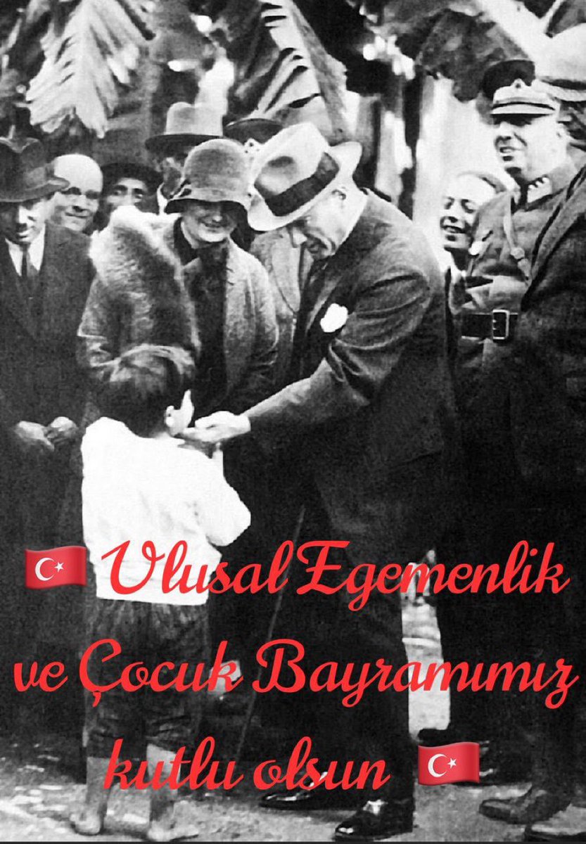 23 Nisan Ulusal Egemenlik ve Çocuk Bayramımız kutlu olsun! Cumhuriyetimizin ve geleceğimizin teminatı olan çocuklarımızı sevgiyle kucaklıyor, bağımsızlığımızı ve ulusal egemenliğimizi bize armağan eden Gazi Mustafa Kemal Atatürk'ü saygı ve minnetle anıyoruz 🇹🇷