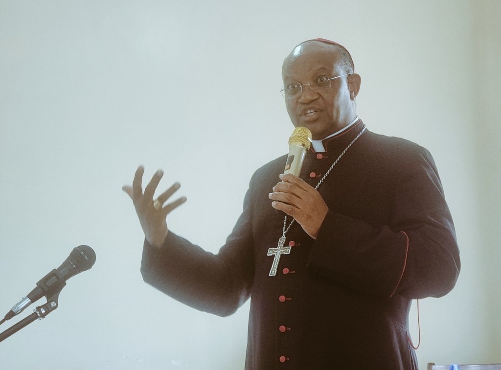 H. G. @bishopmuheria at the training on, 'Empowering Catholic Journalists on Environmental Advocacy,' org'd by @KenyaKccb's Commission for Social Communication at @RadixhotelM shares experience in media & the shift from information to emotion #LaudatoSi #CatholicCommunicators