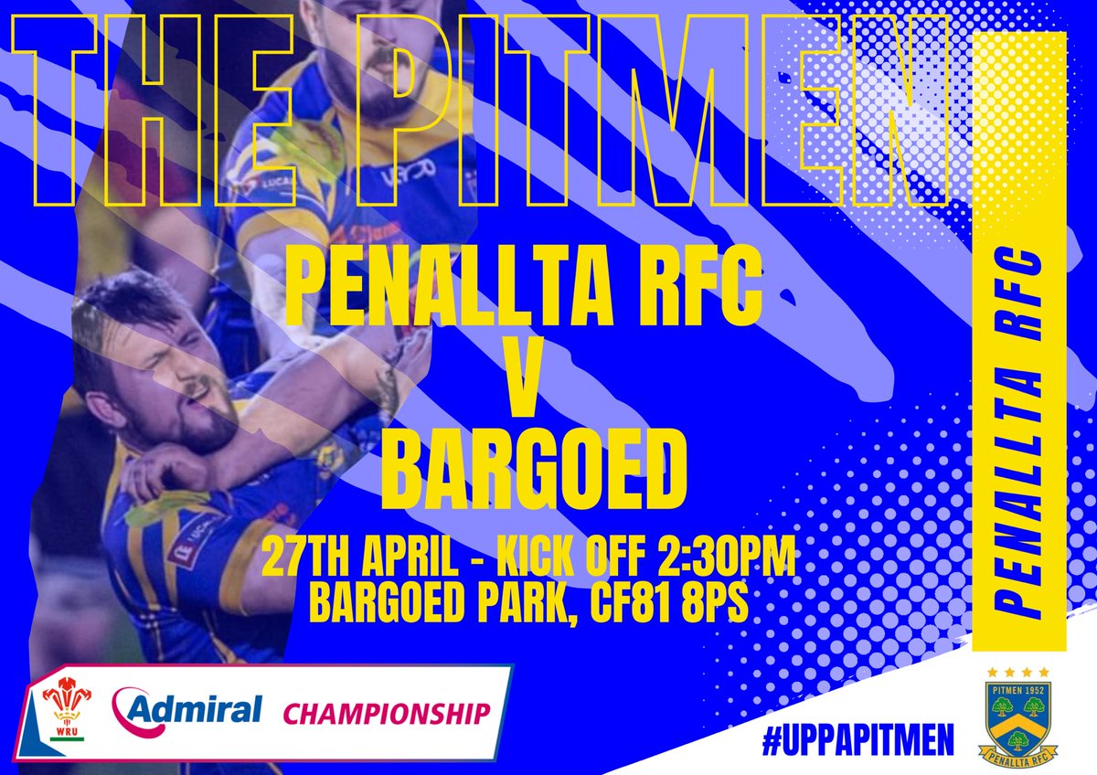 The Pitmen play the final game of their inaugural Championship season this Saturday as they make the short trip to Bargoed 💙💛 #uppapitmen #welshrugby #rugbyunion #rugby #rugbyclub