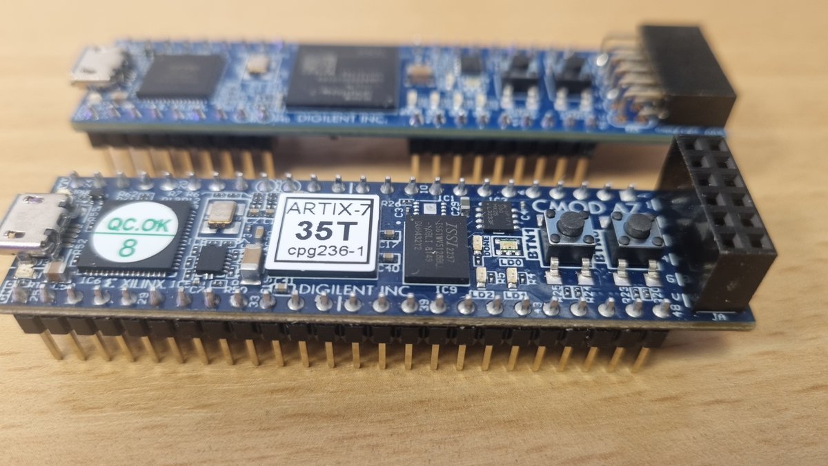 A couple of smaller board which look interesting the Cmod A7 and S7, the A7 has a small SRAM which interest me. Often we put on more complex DDR / SDRAM when a SRAM will do the job. It also gives me the chance to look a the AMD External Memory Controller IP. #FPGA…
