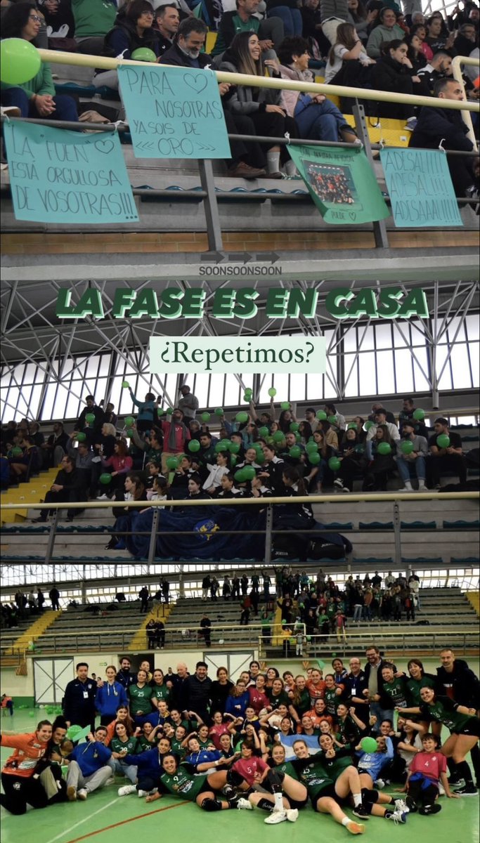 LA FASE DE ASCENSO SE JUEGA EN CASA ‼️ Os necesitamos los días 3,4,5 de Mayo 💪 Vamos a poner la Fuensanta hasta la bola! Gracias a @dipucordoba @IMDECO_ por apoyarnos. Tenemos que llenar el pabellón, os necesitamos 💚