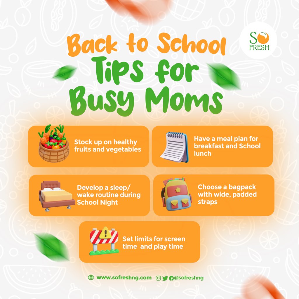 It is back to school week for the kids📚🎒 Here are a few tips for our busy moms! #sofreshng #backtoschool #parfaitinlagos #sofresh