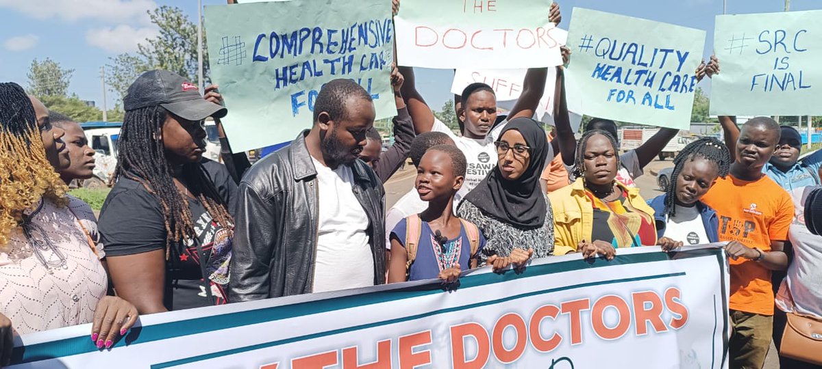 Ongoing protest against government inaction to address situation in our healthcare facilities and issues raised by the doctors. @MOH_Kenya @HakiAfrica @kmpdu