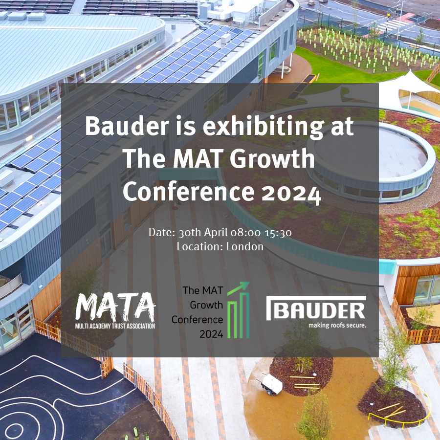 Bauder is exhibiting at @MatAssociation Growth Conference, 30th April. The conference will provide MAT and school leaders with insights on how trusts can grow sustainability. Talk to Bauder about proactive roof management. Discover more about the event👉bit.ly/43XJkyC