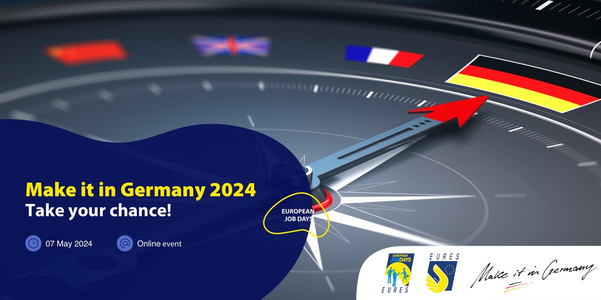 Discover Germany's 🇩🇪 diverse job market! From engineering to finance, there's something for every jobseeker 🧑‍💼 Join #MakeItInGermany to connect with employers and find tailored opportunities 📅 7 May 🕙 2-5 PM (CEST). Register ➡️ europeanjobdays.eu/en/event/make-… #EURESjobs