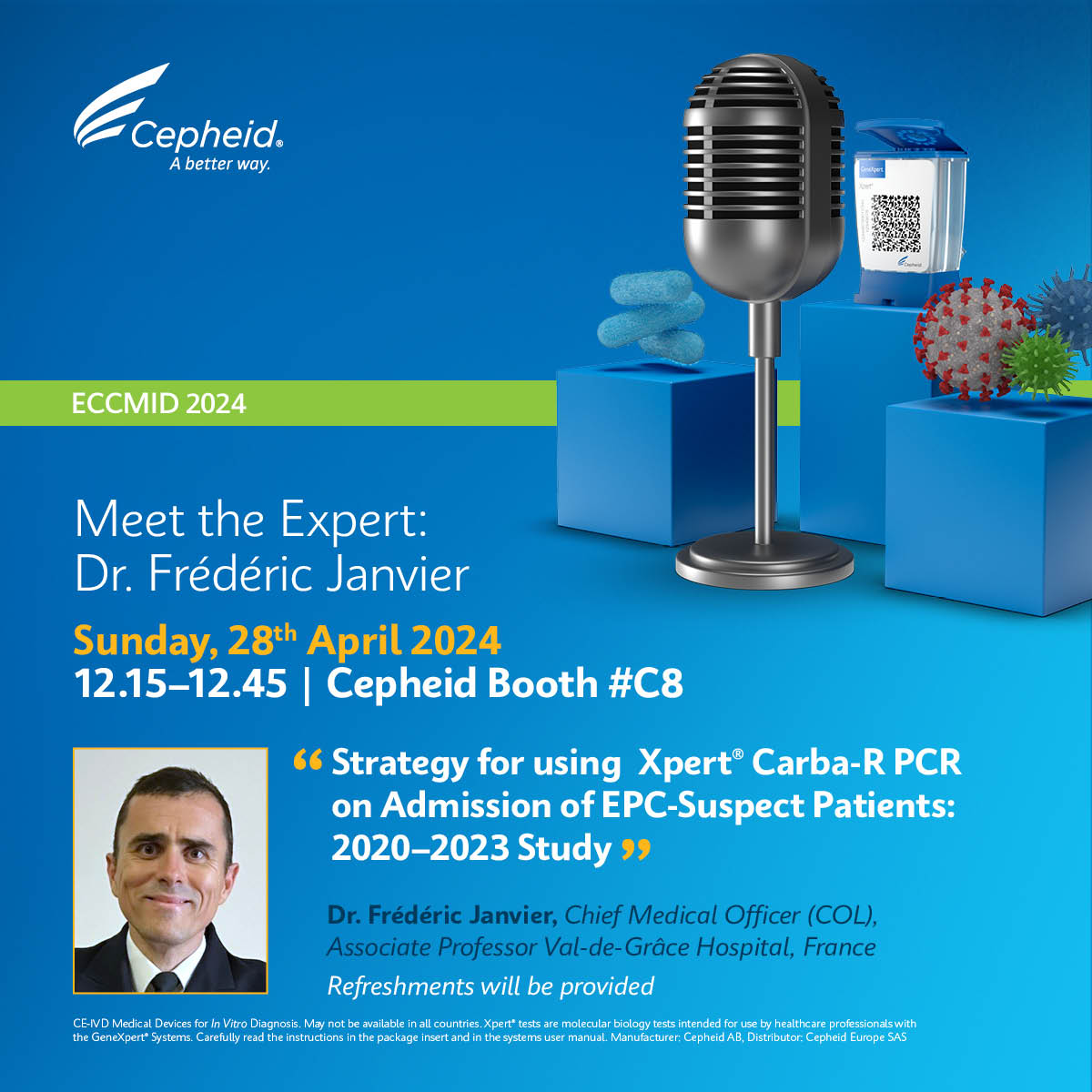 At #ESCMIDGlobal meet the experts at Cepheid Booth #C8 as they present their latest findings in highly interactive presentations, Q&A, and exchanges. Register: info.cepheid.com/2024-CHNL-PWP-…