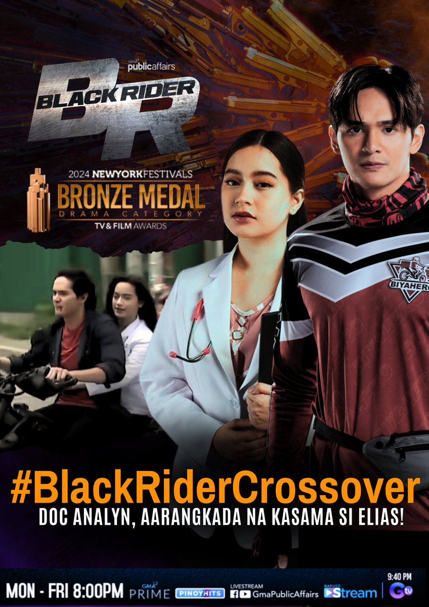 Doc Analyn, aarangkada na kasama si Elias! #BlackRider Huwag palalampasin ang #BlackRiderCrossover ngayong Martes, 8 PM sa GMA Prime, GMA Public Affairs' FB/YT livestream at 9:40 PM sa GTV.