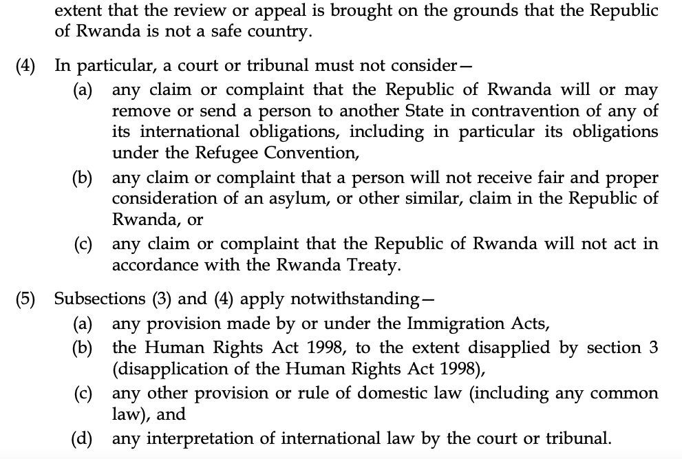 This is in the Rwanda Bill that has shamefully just become law. It effectively states that by saying that Rwanda is safe, the Secretary of State makes it so, whatever judges & law say. Whatever you think of the plan to deport refused asylum seekers this is disturbingly Orwellian.