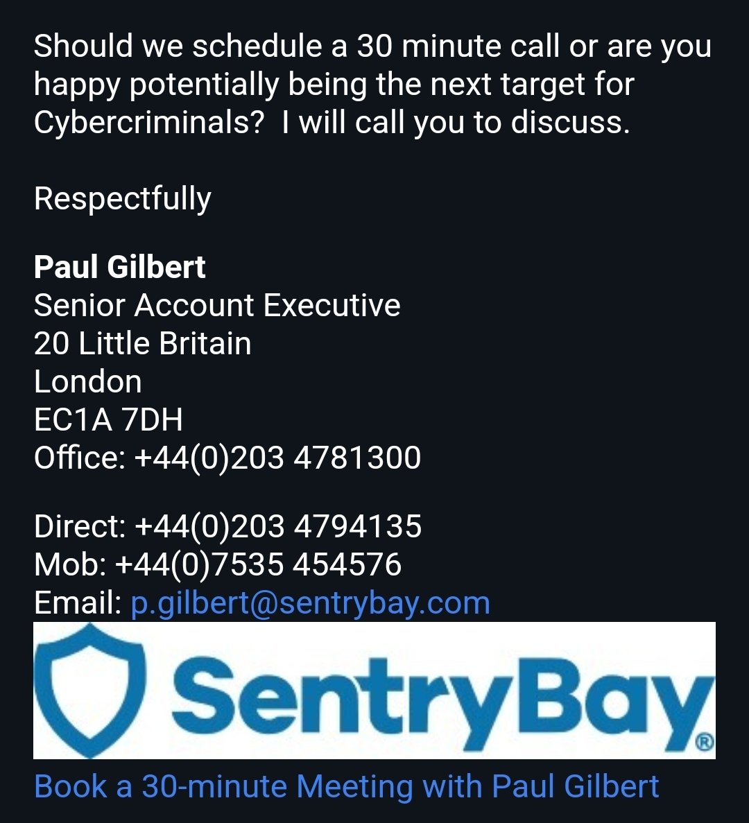 Really, Paul <a href="/SentryBay/">SentryBay</a>?
Resorting to scare tactics.