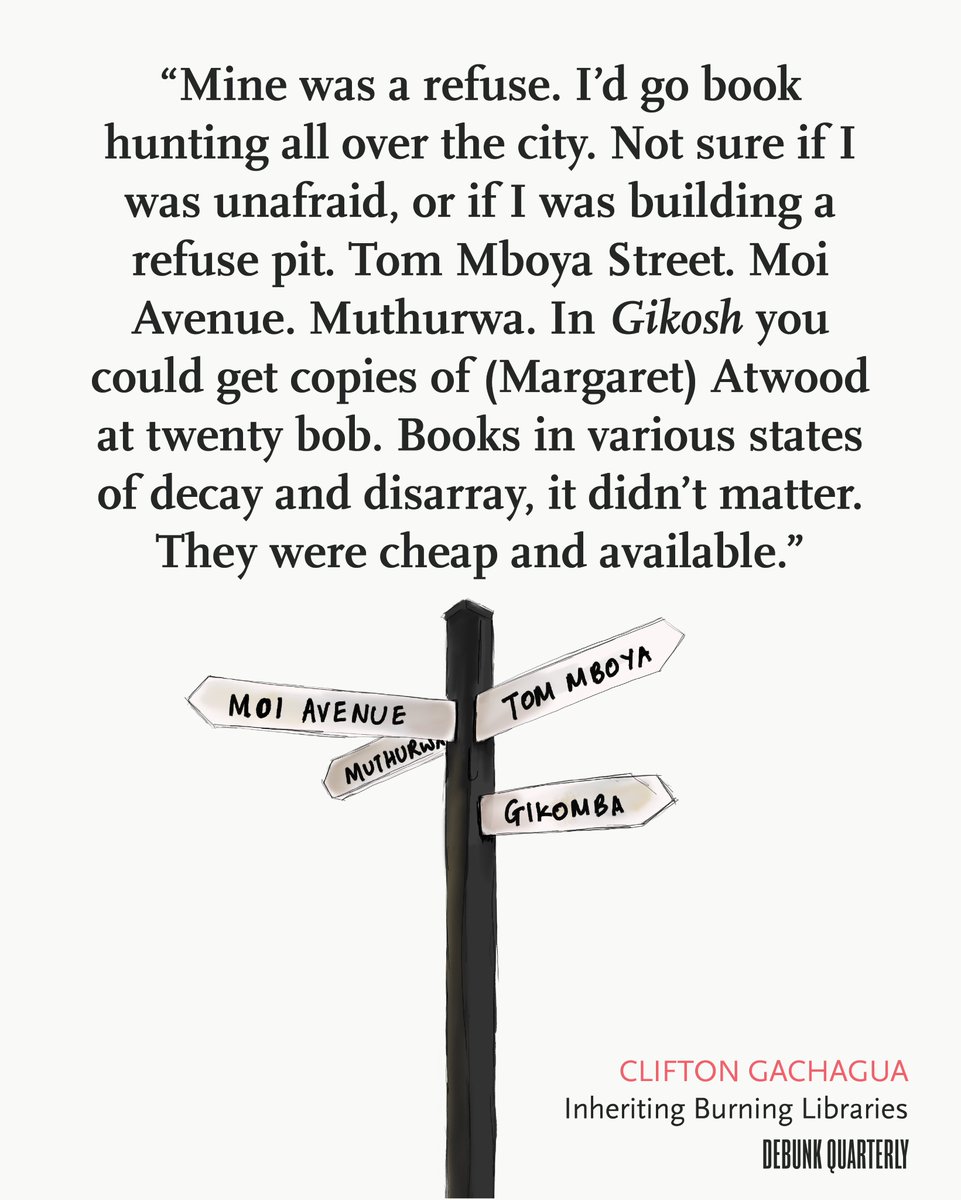 debunkdotmedia's tweet photo. “Building up this first library, my collection was less informed by aesthetics than by the availability of books at the time, by what’s left behind, especially during the time second-hand books became really cheap in Nairobi.” @CliftonGachagua #InheritingBurningLibraries 

Read the full story: https://t.co/mOF6WU7rJq