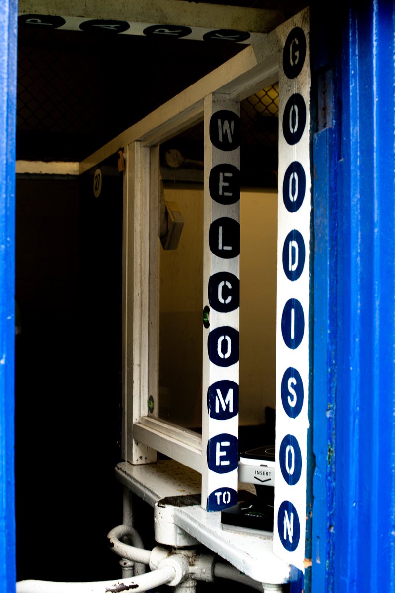 One of my favourite things at Goodison is the notice written on the turnstiles. It’s so brilliantly old fashioned - and the awkward placing of P A R K and squeezed “TO” makes it even more beautiful. In the era of concrete and steel, this is soulful.