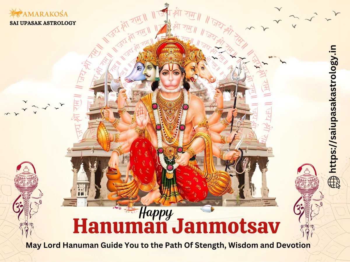 Sai Upasak Astrology wishing you a blessed Hanuman Jayanti! May Lord Hanuman's blessings guide you on the path of righteousness and virtue. Happy Hanuman Jayanti!  

g.page/r/CQ82ZApU2jyC… 

#hanumanjayanti #happyhanumanjayanti #saiupasakastrology #hyderabadbestastrologer