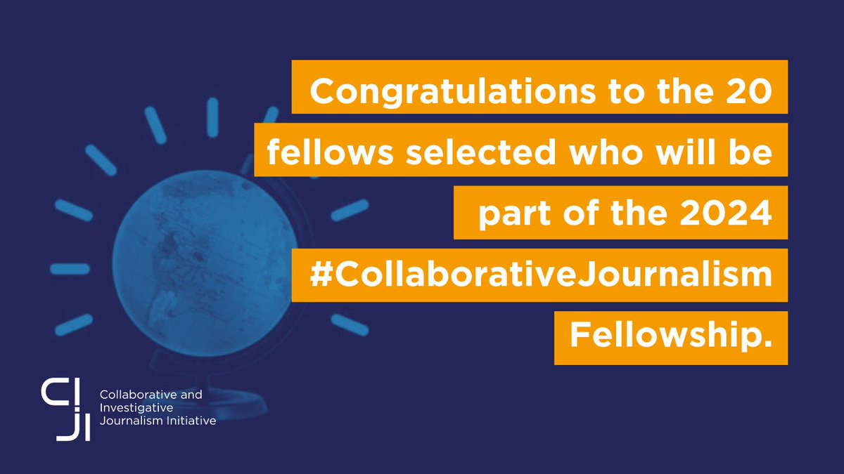 Exciting news!🎉We are happy to announce the selection of 20 fellows for the 2024 #CollaborativeJournalism Fellowship. From 109 applicants across 25 countries in Europe, a cohort has been chosen to receive training, mentorship & access grant opportunities. ciji.info/announcements/…