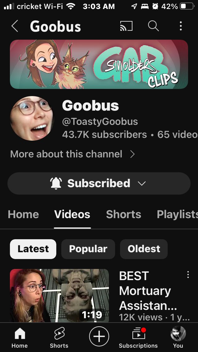 Here’s Gab’s other channel that was formerly known as “Gab Smolders Clips” that is now called Goobus! And here’s the link so y’all can subscribe and turn on the notifs! youtube.com/@ToastyGoobus?…