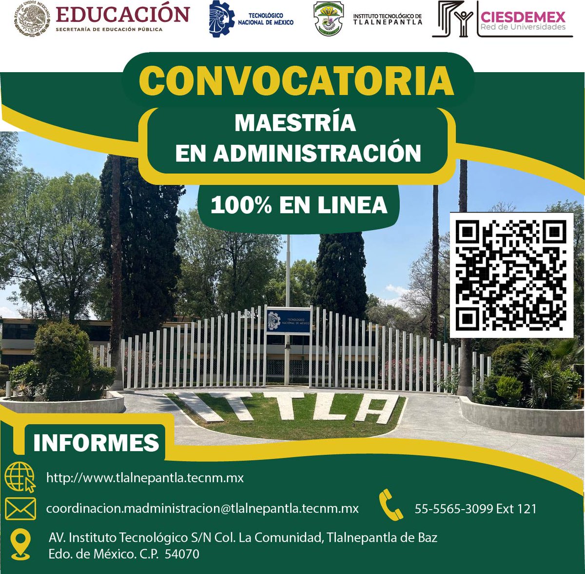 📢Comunidad🇲🇽en🇮🇳🇧🇩🇲🇻🇳🇵🇱🇰 Estudia la Maestría en Administración 100% en línea💻📚🎓en @TecNM_MX @ciesdemex_org 📆Regístrate antes del 7 de junio: shorturl.at/blsEG 💡Más información: shorturl.at/djlwG #EducaciónADistancia #CIESDEMEX