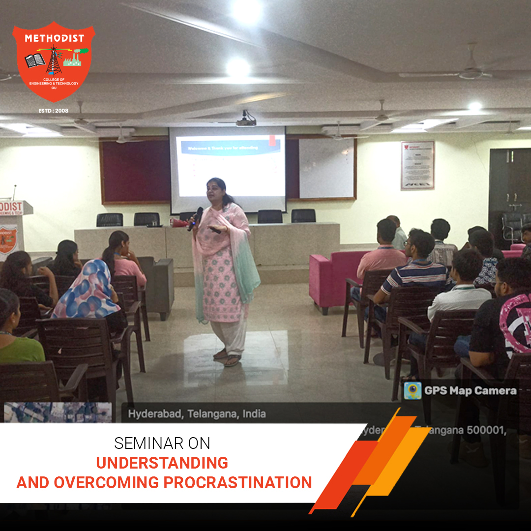 Insightful seminar on 'Understanding and Overcoming Procrastination'.

#MCET #ProcrastinationSeminar #KnowledgeSharingSession #ProductivityTips #Seminar #KnowledgeSharing #Session #LearningSkills #Skillsdevelopment #Technology #SeminarClass #BestEngineeringCollegeInTelangana