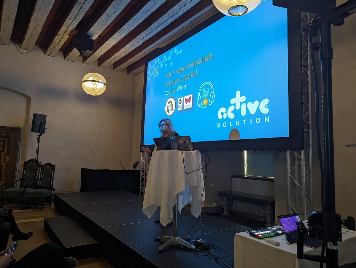 <a href="/CeciliaSHARP/">Cecilia Wirén</a> talking about <a href="/GitHubCopilot/">GitHub Copilot</a> at #dotnetcastleconf