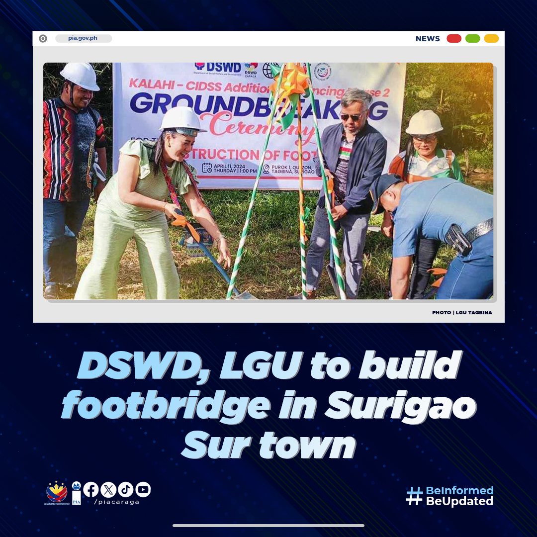 NEWS | DSWD, LGU to build footbridge in Surigao Sur town

Full story here: rb.gy/kvippy

#PIACaraga
#BeInformed
#BeUpdated
#BagongPilipinas