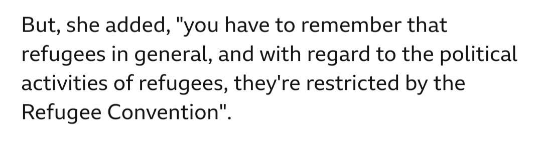 A very wtf response from Rwanda's top official in charge of the UK deal, when asked if refugees sent there would be able to criticise the government and hold protests if they wanted to: