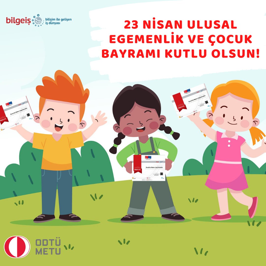 23 Nisan Ulusal Egemenlik ve Çocuk Bayramı kutlu olsun!🇹🇷
bilgeis.net 
@metu_odtu 
@ikgpro