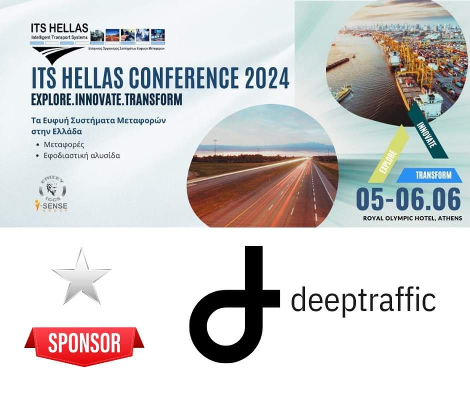 🚗 Είμαστε περήφανοι να ανακοινώσουμε ότι η deeptraffic είναι Ασημένιος Χορηγός στο 9ο ITS Hellas Conference! Ελάτε να συζητήσουμε για τις προκλήσεις & τις καινοτομίες στα συνδεδεμένα & αυτόνομα οχήματα 🚘 📅 5-6 Ιουνίου 📍Ξενοδοχείο Royal Olympic, Αθήνα #ITSConferenceGreece2024