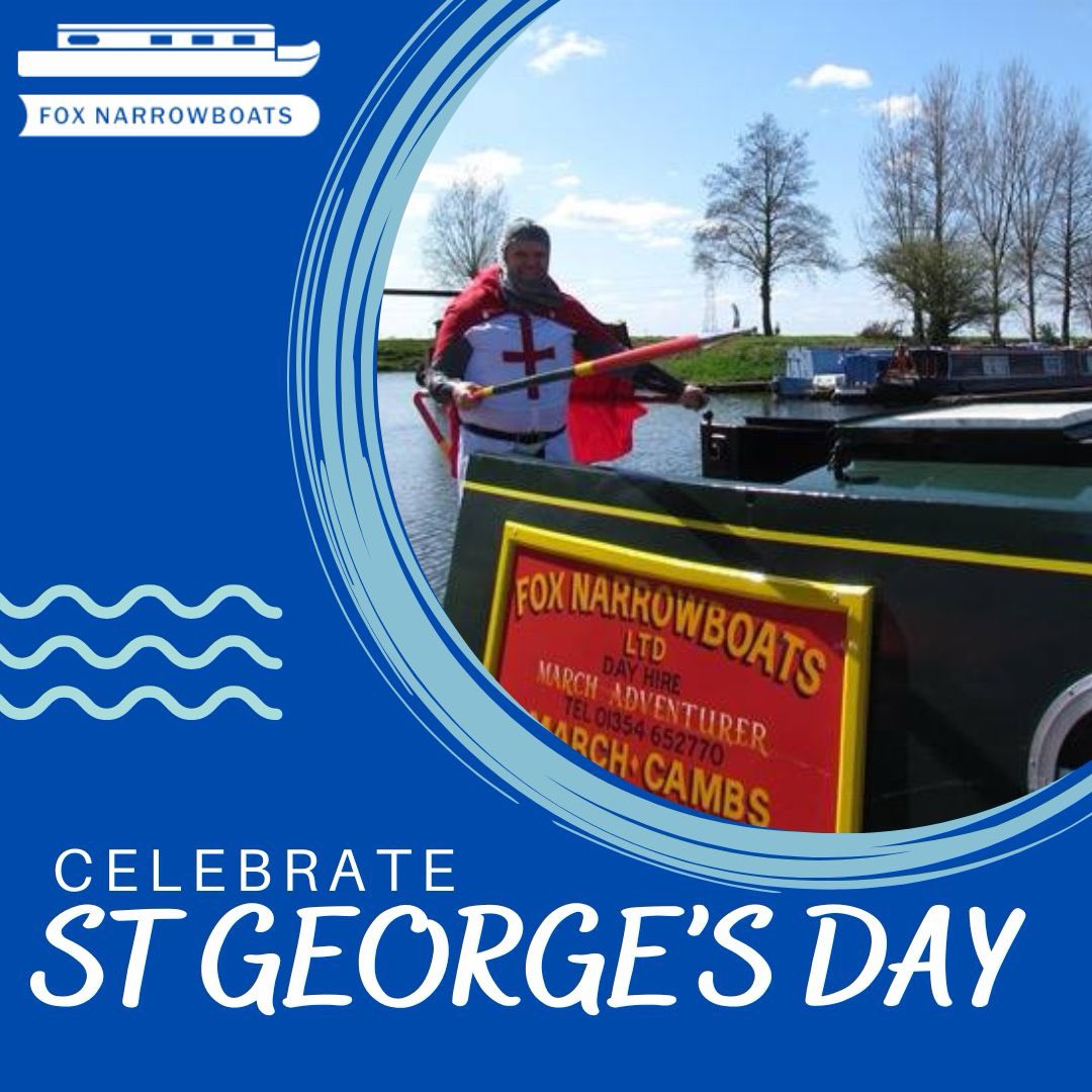 FoxNarrowBoats's tweet photo. Happy St George’s Day from all of us! #StGeorge #inlandboating #boatsthetweet #cambridgeshirefens https://t.co/VYviLdutcE