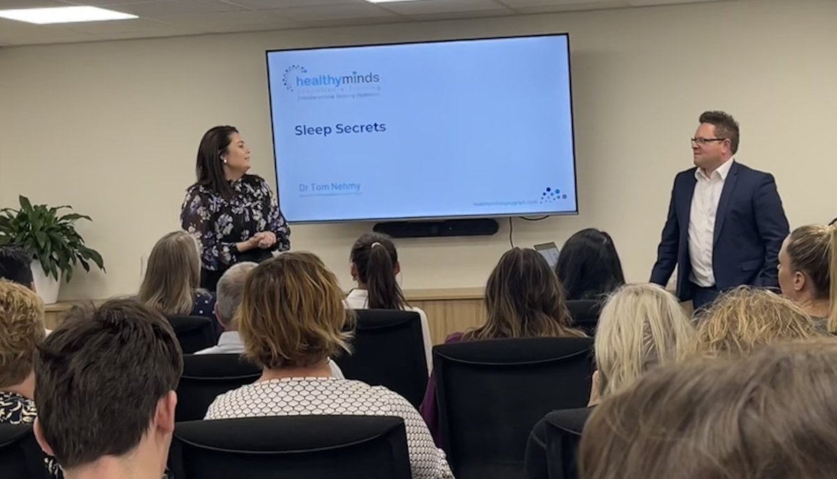 Thank you to <a href="/DrTomNehmy/">Tom Nehmy</a> for a great 'Healthy Minds' session today on 'Sleep Secrets' as part of our staff wellbeing program.