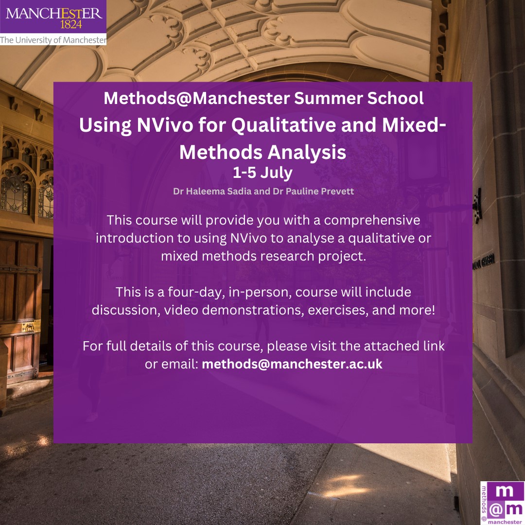 Are you looking to use #NVivo for your analysis? Do you want a thorough introduction to how to use it for #qualitative or #mixedmethods analysis? Then sign up for our Summer School today!

Using Nvivo for qualitative and mixed-methods analysis (adobe.com)