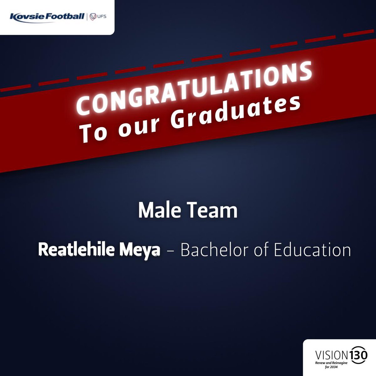 Kovsiesfc's tweet photo. Another graduate in the bag. Congratulations to our footballer🥳💙❤️🤍

#securethegrad 
#ufsgrad https://t.co/gIC7z3Xn6s
