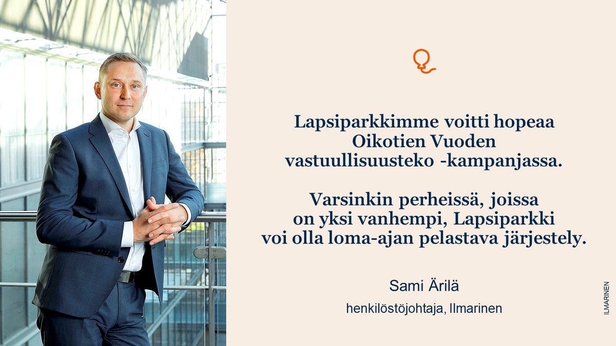 ilmarinen_tweet's tweet photo. Lapsiparkki avautui Ilmarisen työntekijöiden lapsille tänään. "Varsinkin perheissä, joissa on yksi vanhempi, Lapsiparkki voi olla loma-ajan pelastava järjestely", @SamiArila kertoo. Lue Ilmarisesta työpaikkana tarkemmin: https://t.co/hergQPS7zZ #lastenhoito #HyväHuominen https://t.co/Tgdv2RJeiL