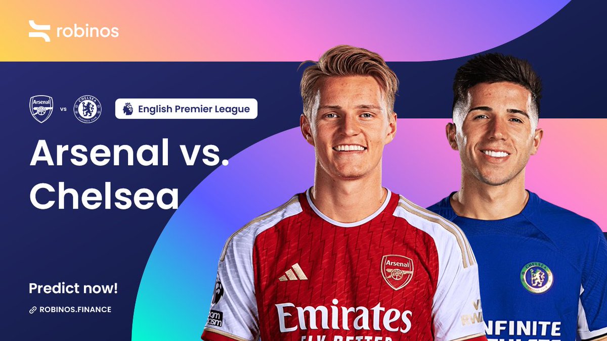 ⚽️ Arsenal vs. Chelsea: Clash of titans! Gunners aim to extend their lead in the Premier League. Can they overcome the Blues? Share your thoughts by predicting at: robinos.finance/events/versus #Arsenal #Chelsea #PremierLeague $RBN