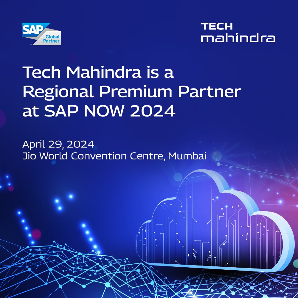 Engage with @tech_mahindra's SAP innovation, technology, and solution experts to discover how SAP transforms businesses with AI, data & analytics, and automation. We are proud to share that we are a Regional Premium Partner at SAP NOW 2024 taking place on 29th April in Mumbai.