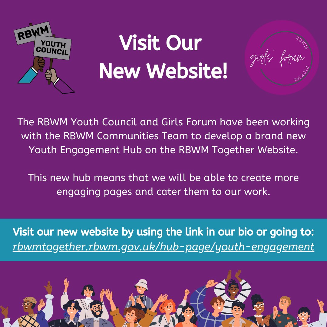 In partnership with the RBWM Girls Forum and @RBWMCommunities, we have launched the new Youth Engagement Hub on the RBWM Together Website.

You can visit the new hub here: rbwmtogether.rbwm.gov.uk/hub-page/youth…
