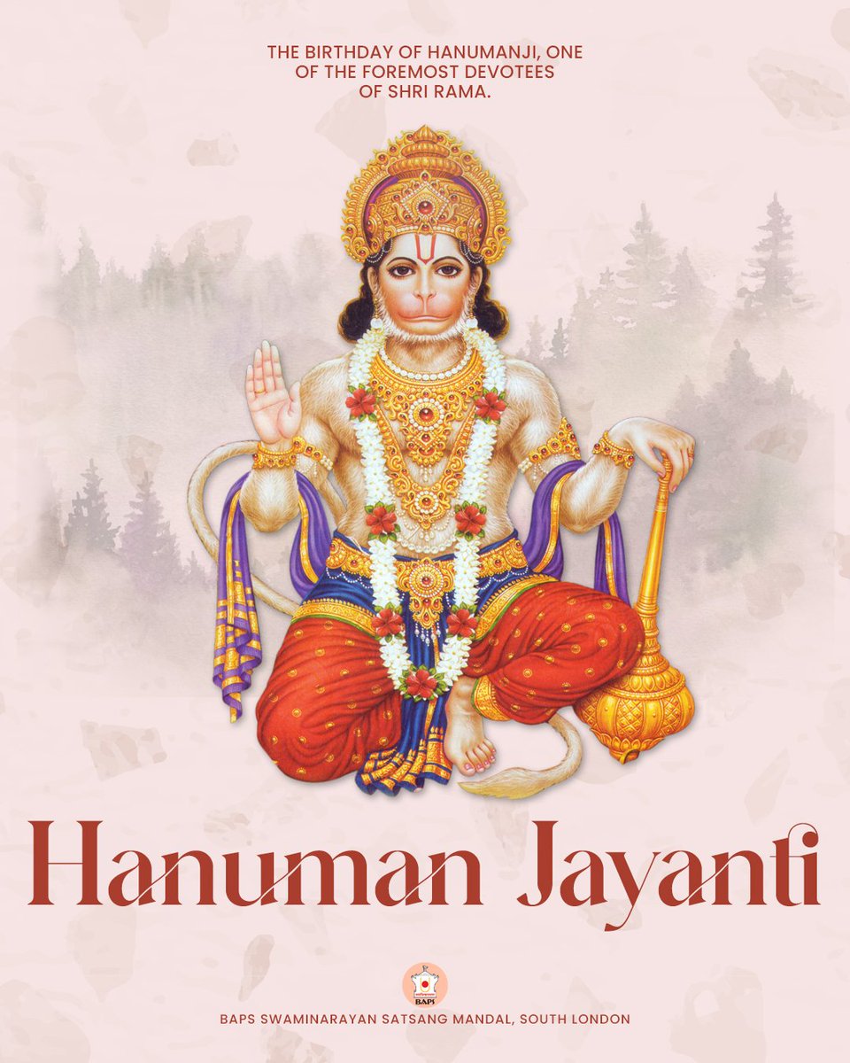 On the auspicious occasion of Hanuman Jayanti, we pray that our minds too forever reside in the glory of Bhagwan and his Bhakta. 

Hanumanji devoutly served Bhagwan Shri Ram and is worshipped as a symbol of strength, perseverance, and devotion.

#HanumanJayanti  
#Hindu #Festival